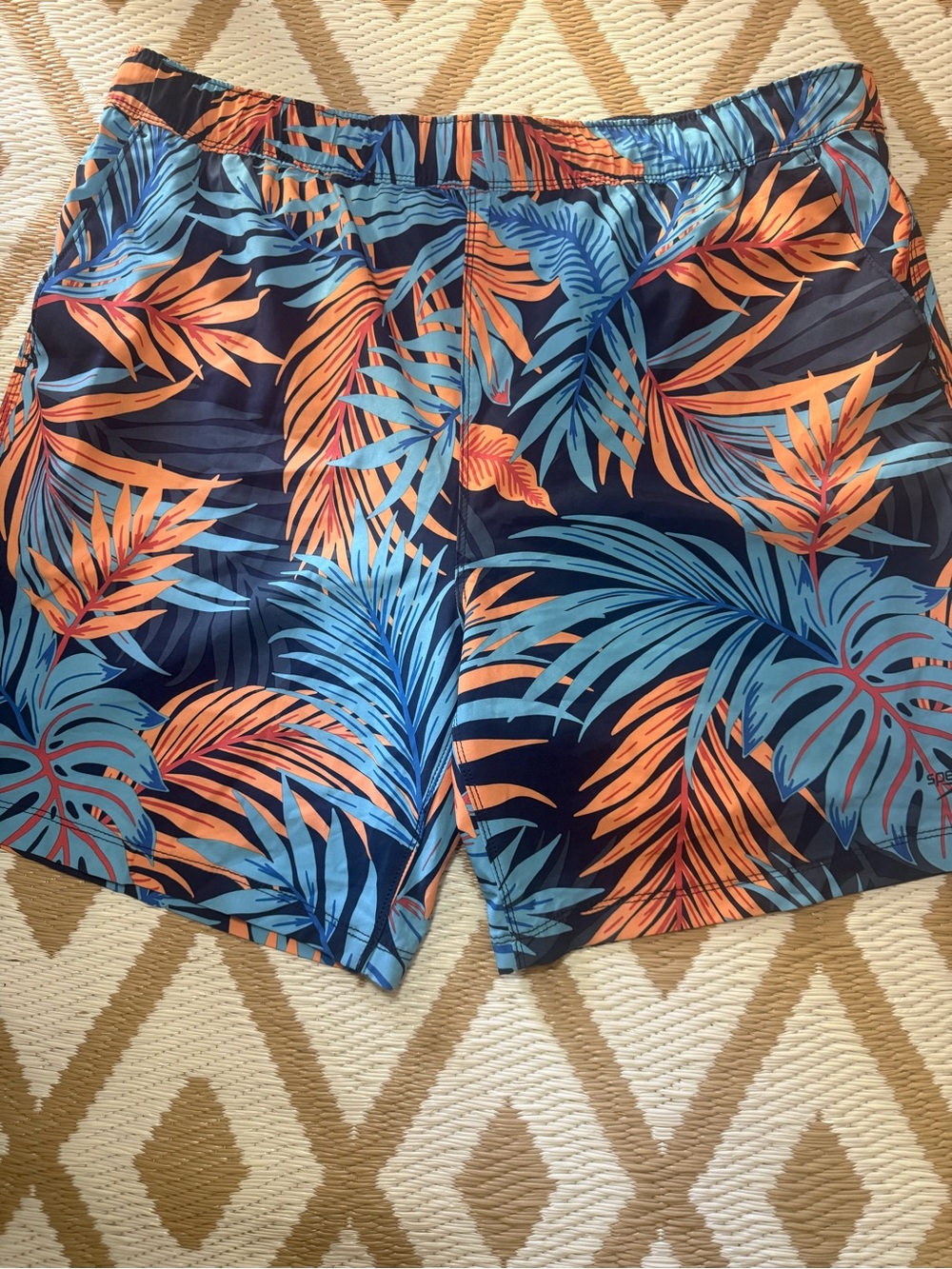 Speedo Tropical Print Women's Shorts - Navy, Blue & Orange